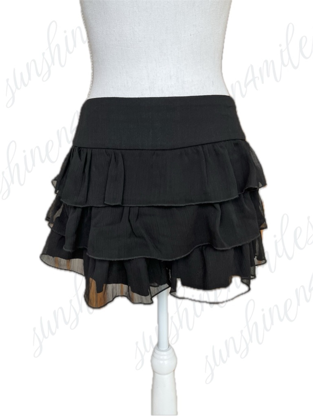 Arden B Y2K Boho BLACK Tiered Ruffle Low-Rise 3” inseam Mini Skort Flowy Shorts